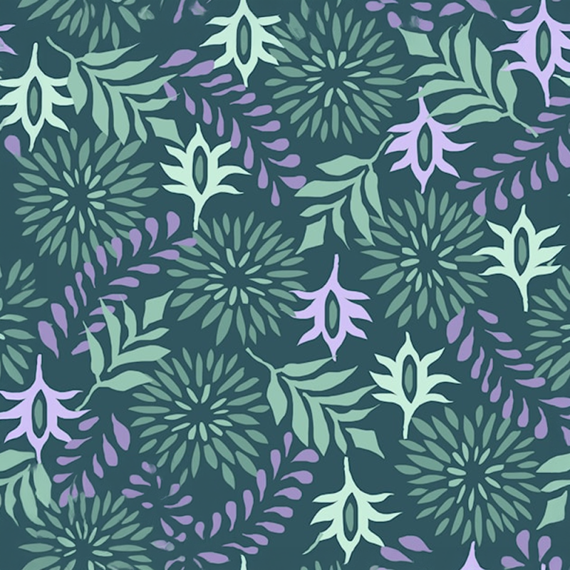 viscose - Fleurs graphiques pétrole viscose - Fleurs graphiques pétrole