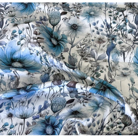 Jersey - Blue Flowers hellgrau