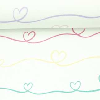 jersey - Scribble Hearts blanc par Mrs Mint