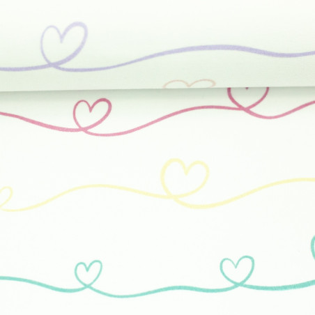 jersey - Scribble Hearts blanc par Mrs Mint
