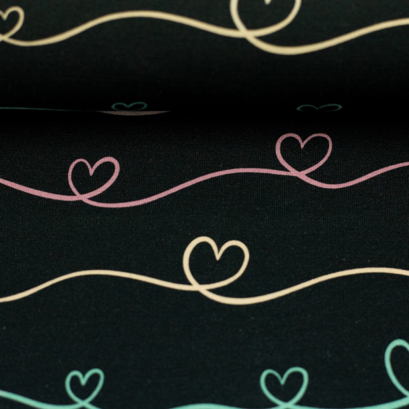 Jersey - Scribble Hearts navy by Mrs Mint Jersey - Scribble Hearts navy by Mrs Mint