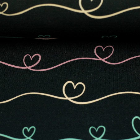 Jersey - Scribble Hearts navy by Mrs Mint