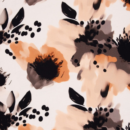 Viscose - Irma Abstract Flowers ecru