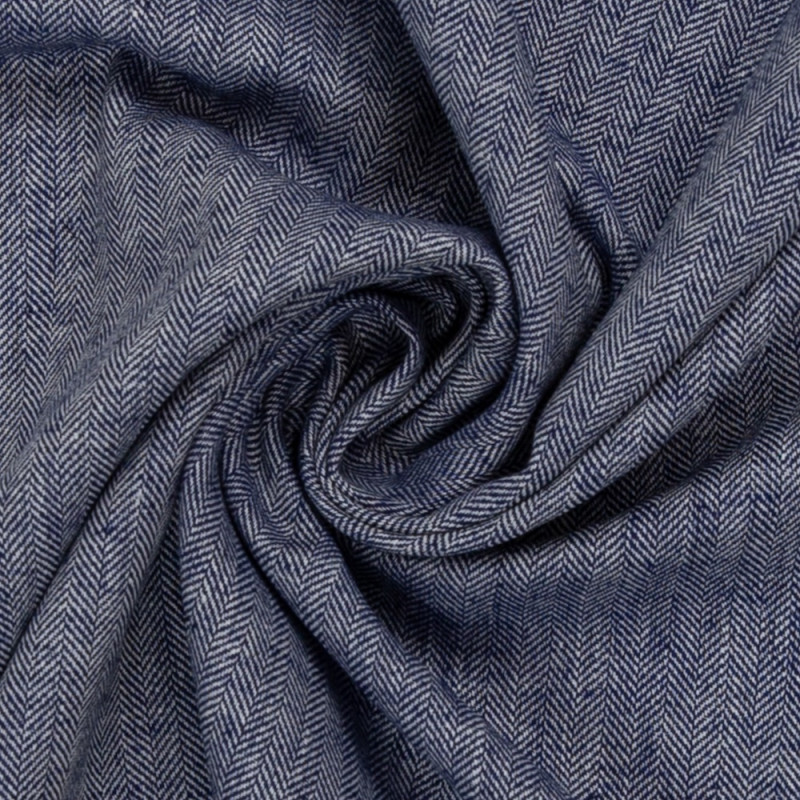 linen blend - Paul herringbone dark blue
