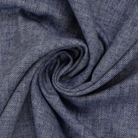 linen blend - Paul herringbone dark blue