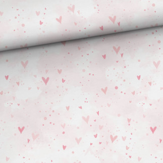 french terry - Doodle hearts hellrosa