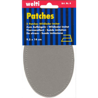 Patch fabric suede patches oval light grey