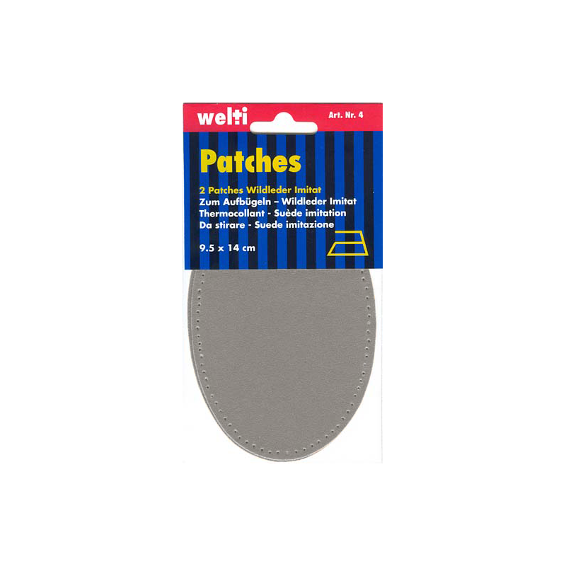 Patch fabric suede patches oval light grey