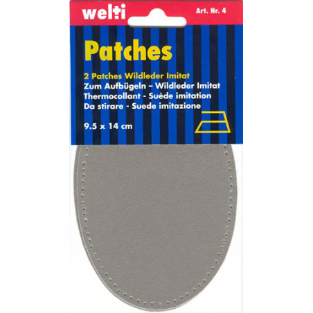 Patch fabric suede patches oval light grey