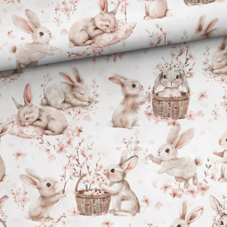 Baumwolle - Blossom bunnies offwhite