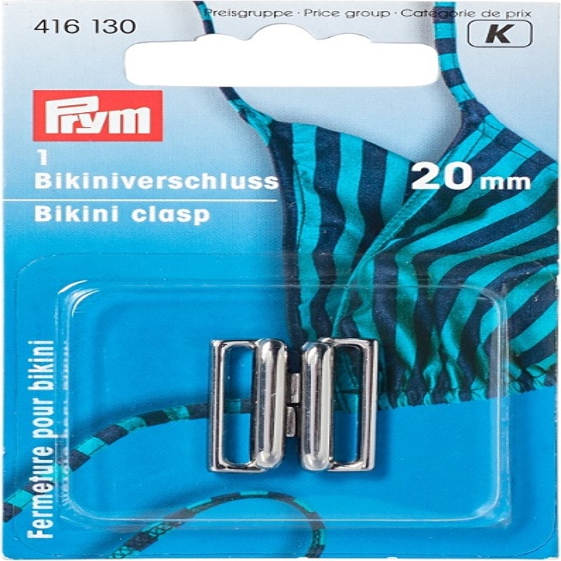 Prym Fermeture bikini en métal argenté 20mm