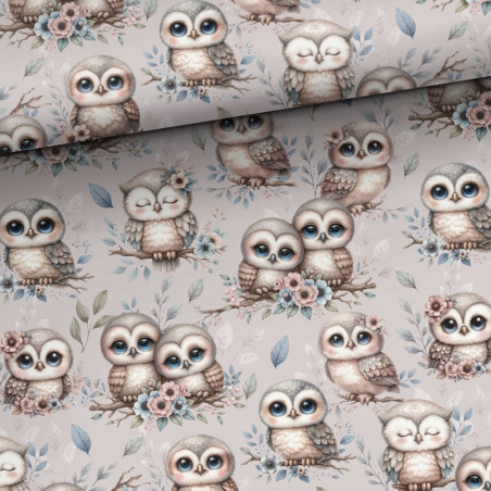 french terry - Owls greige