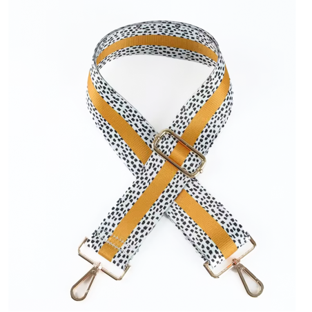 Finished bag strap - Paint dots white / ochre