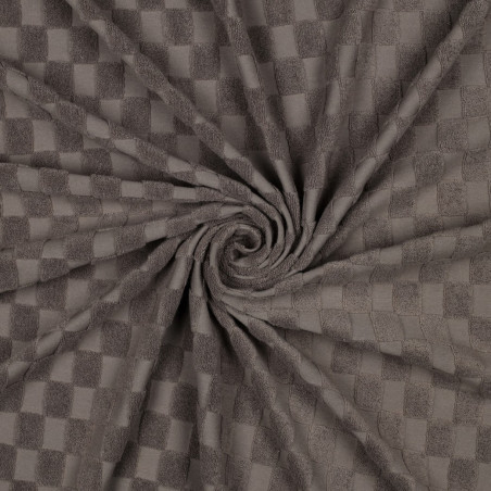 Frottee Jersey - Karo taupe