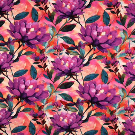 Jersey viscose - Fleurs Lila