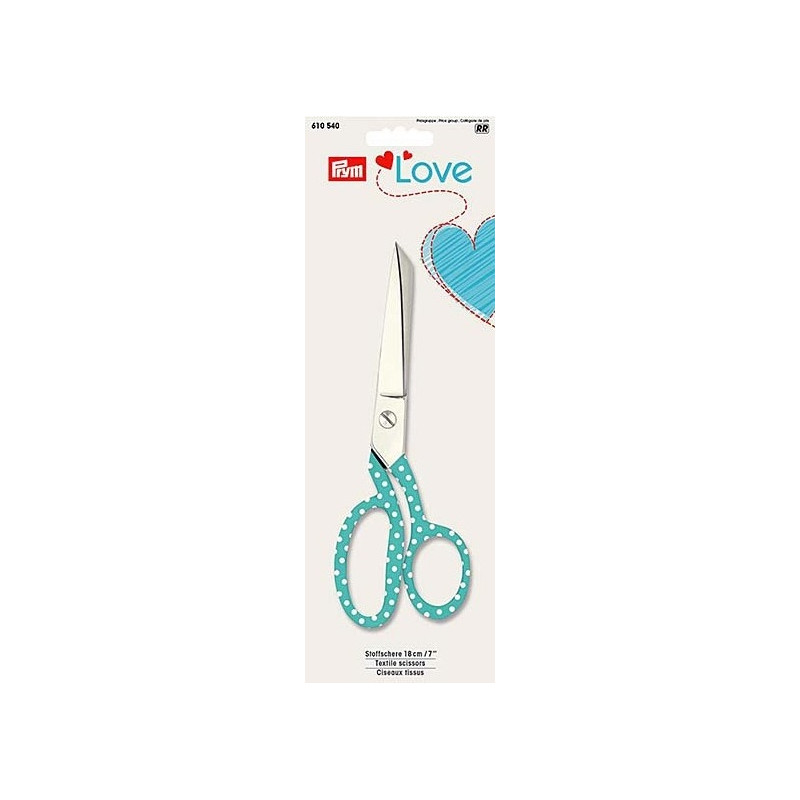 Prym Love fabric scissors, polka dot, mint, 18cm