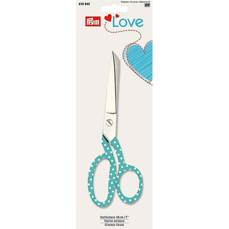 Prym Love fabric scissors, polka dot, mint, 18cm