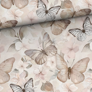French Terry - Butterflies hellbeige