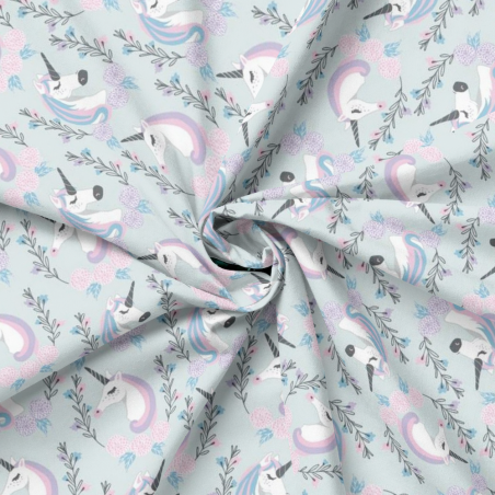 Räschte - Camelot fabric - Enchanted Forest Einhörner mint 117cm