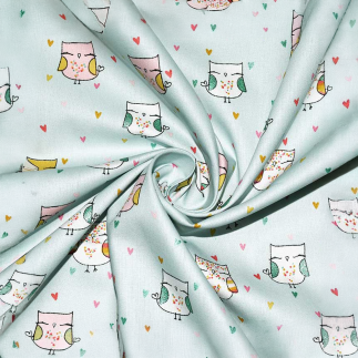 Baumwolle - Lovely Glitter Owl hellmint
