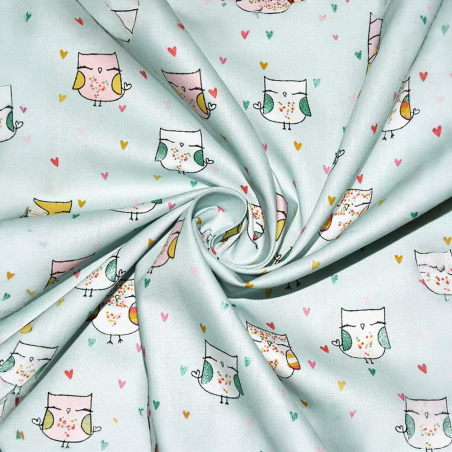 Baumwolle - Lovely Glitter Owl hellmint