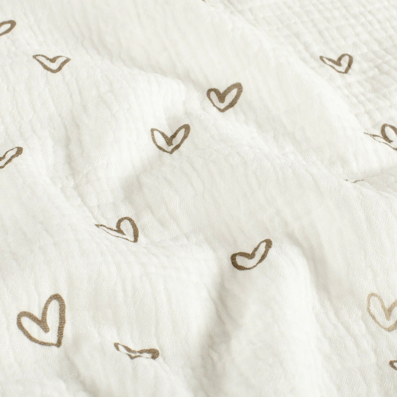 double gauze - Heartshapes offwhite