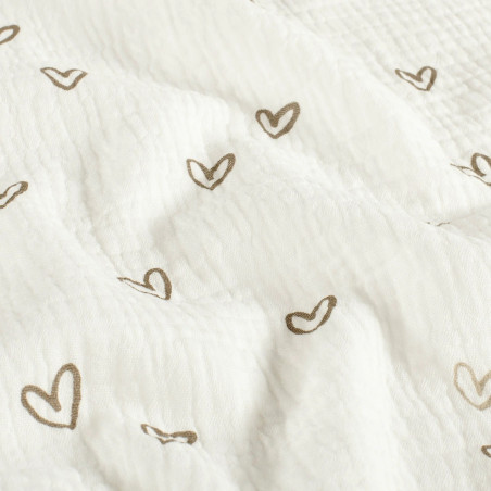 double gauze - Heartshapes offwhite