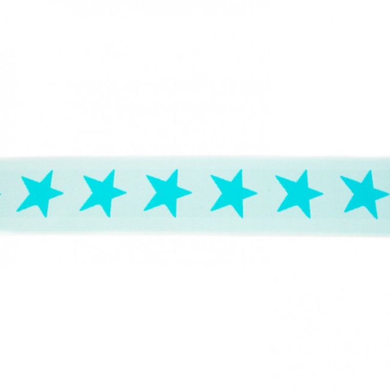 Elastic band with stars 40mm mint on light mint