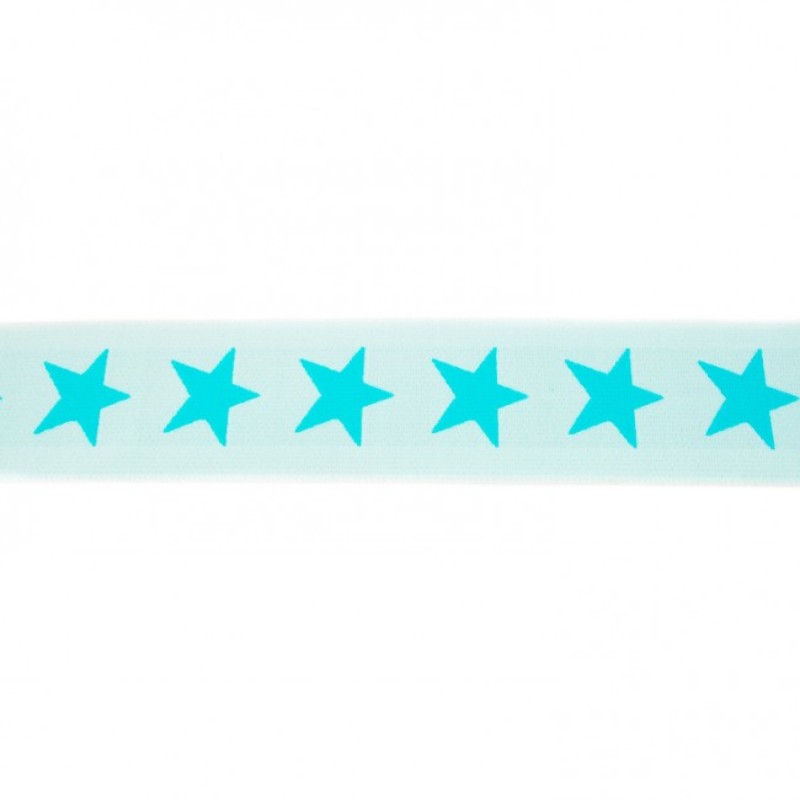 Elastic ribbon with stars 40mm mint on light mint