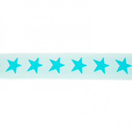 Elastic band with stars 40mm mint on light mint