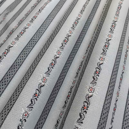 Jacquard de coton - Rayures Edelweiss grises