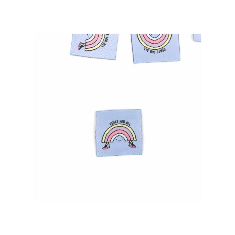 Woven Label - Peace for all Regenbogen hellblau Woven Label - Peace for all Regenbogen hellblau