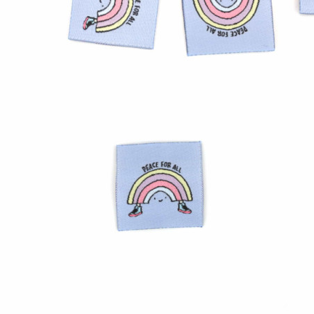 Woven Label - Peace for all Regenbogen hellblau