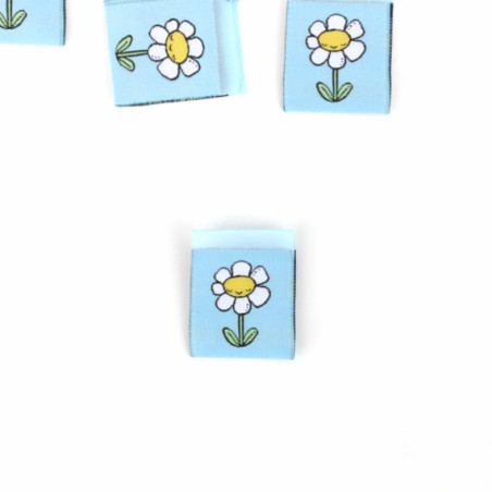 Woven Label - Blume türkis