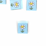 Woven Label - Turquoise Flower Woven Label - Turquoise Flower