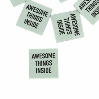 Woven Label - Awesome things inside hellgrün