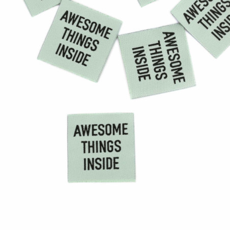 Woven Label - Awesome things inside hellgrün
