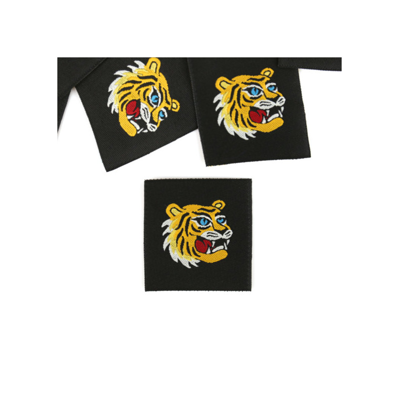 Woven Label - Tiger schwarz Woven Label - Tiger schwarz