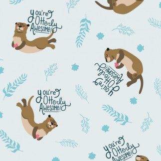 Camelot fabric - You're Otterly awesome hellgrau