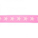 Elastic band with stars 40mm pale pink on pink