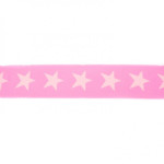 Elastic ribbon with stars 40mm soft rose on rose