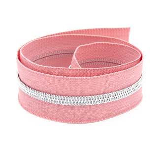 Endless zipper YKK 6mm metal old pink/silver