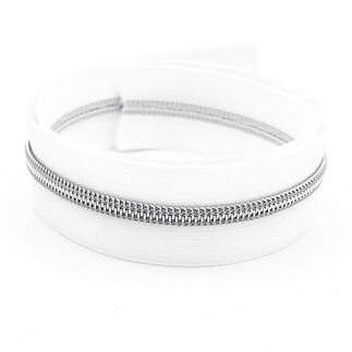 Endless zipper YKK 6mm metal white/silver