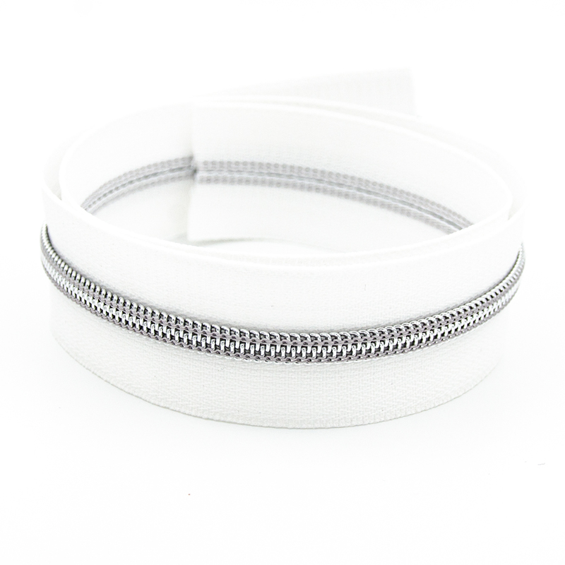 Endless zipper YKK 6mm metal white/silver