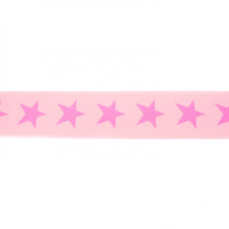 Elastic band with stars 40mm pink on pale pink