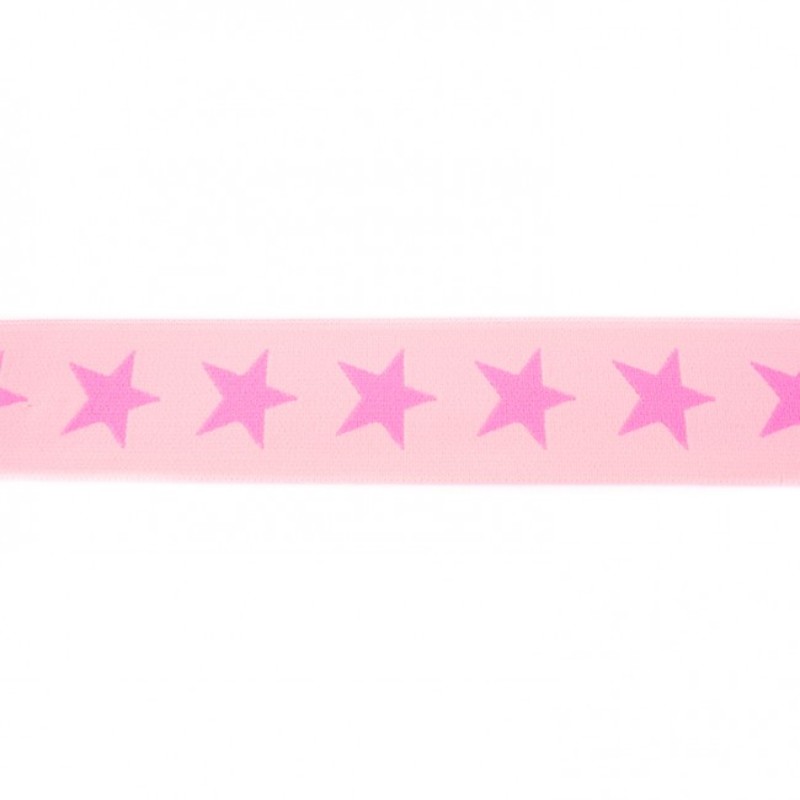 Elastic ribbon with stars 40mm rose on softrose