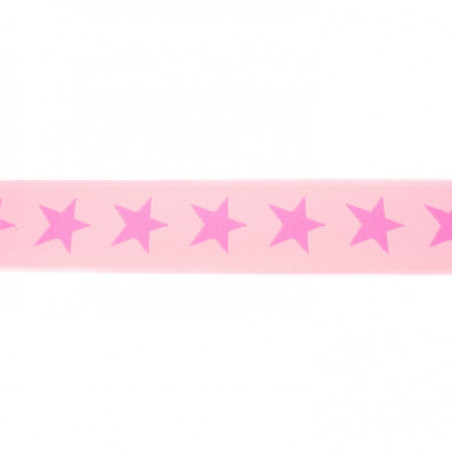 Gummiband mit Sternen 40mm rosa auf zartrosa