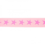 Bande élastique avec étoiles 40 mm rose sur rose pâle