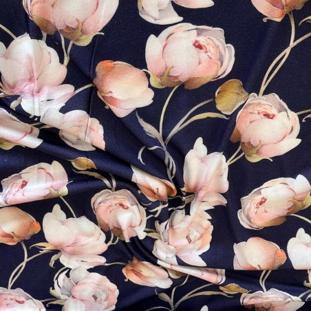 jersey modal - Bleu marine fleuri