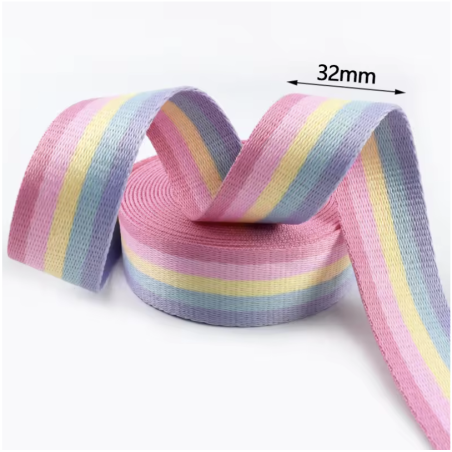 32mm webbing - Pastel rainbow